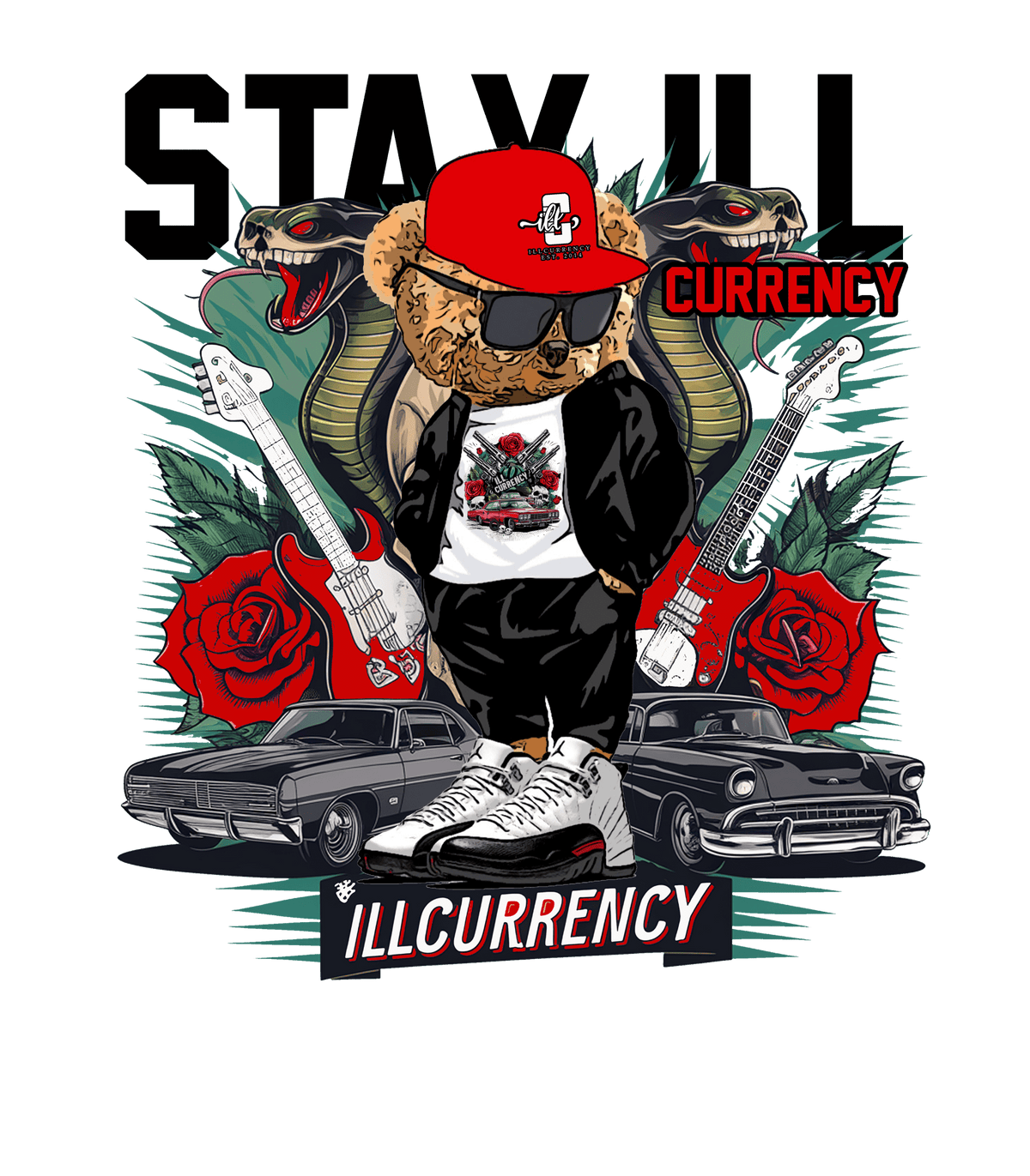 Air Jordan 12 “Red Taxi” White T-Shirt (Stay ill Bear) product image 1