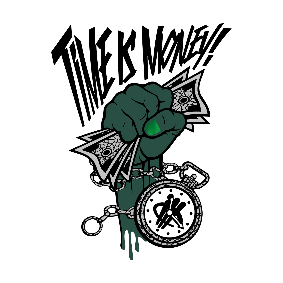 Air Jordan 4 Oxidized Green Black T-Shirt (Time Is Money) product image 1