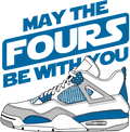 Air Jordan 4 Military Blue White T-Shirt (may the four's be product image 1