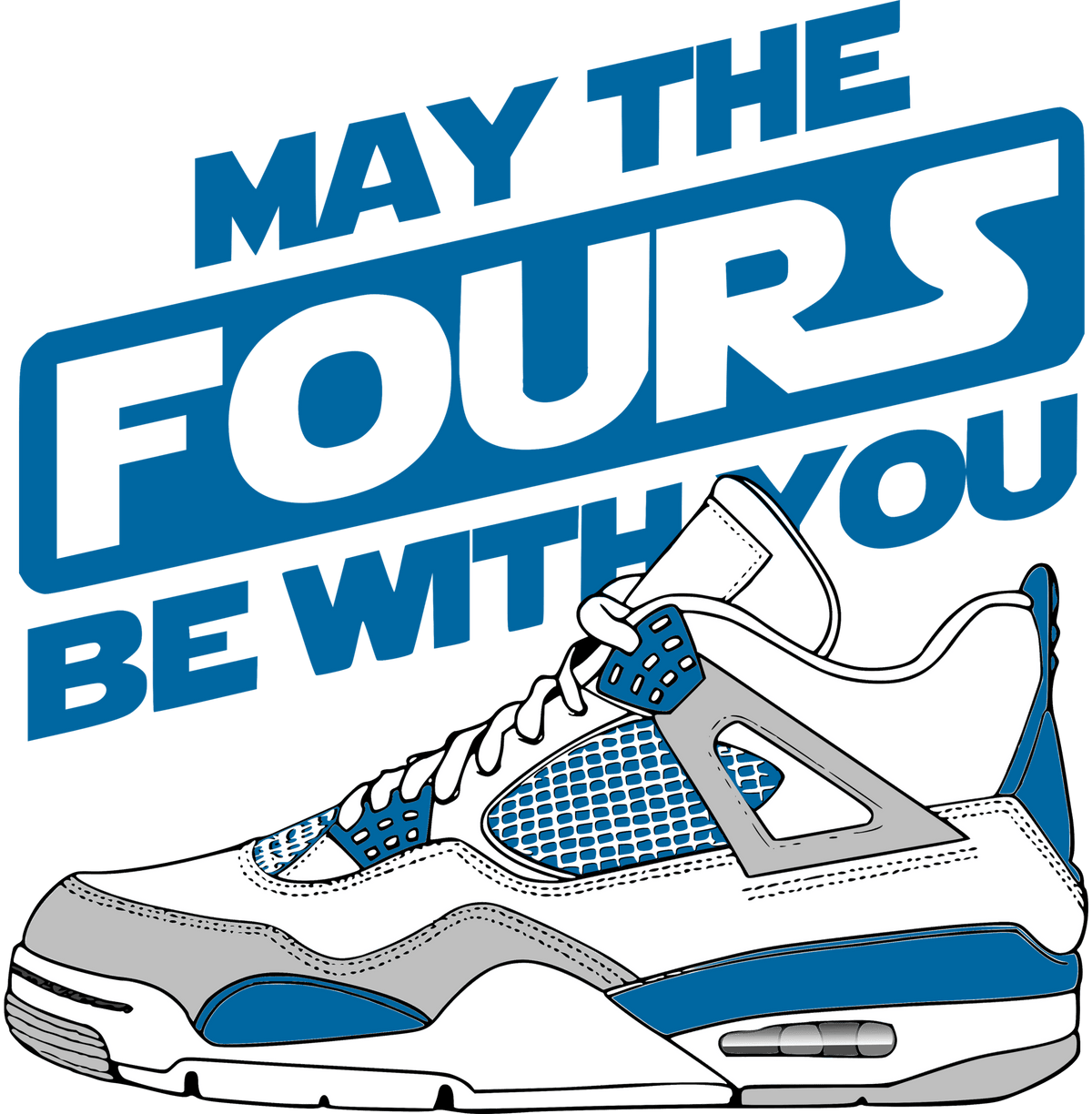 Air Jordan 4 Military Blue White T-Shirt (may the four's be product image 1