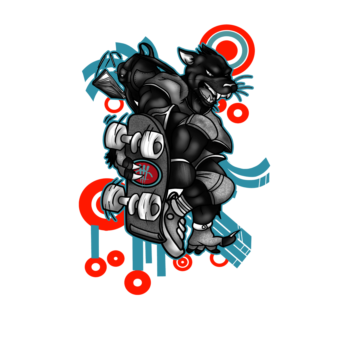Air Jordan 3 GS Moto Black T-Shirt (SKATEBOARD CAT) product image 1