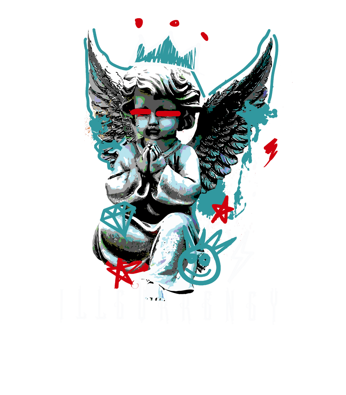 Air Jordan 3 GS Moto Black T-Shirt (Graffiti Angel) product image 1