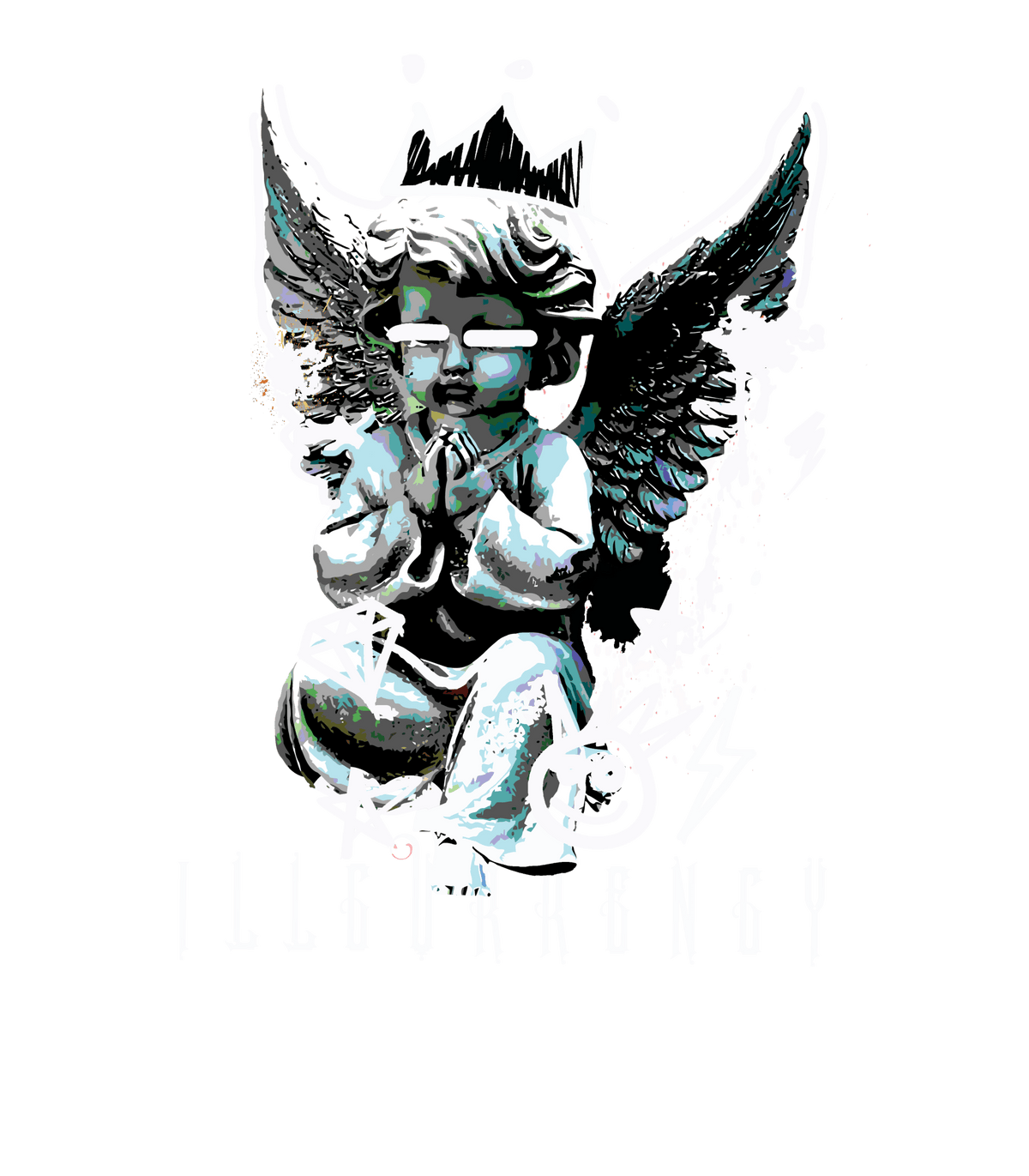 Air Jordan 4 White Thunder Black T-Shirt (Graffiti Angel) product image 1