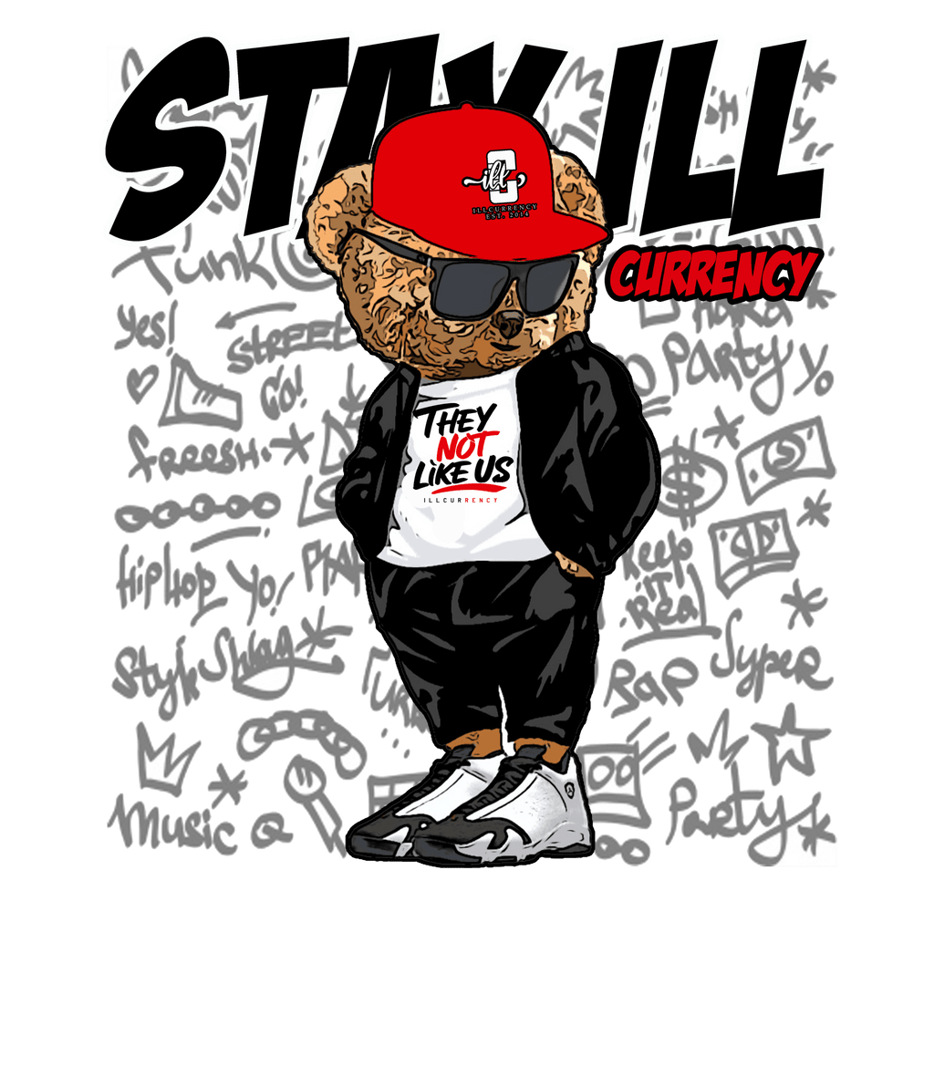 Air Jordan 14 Black Toe White T-Shirt (Stay ill Bear) product image 1