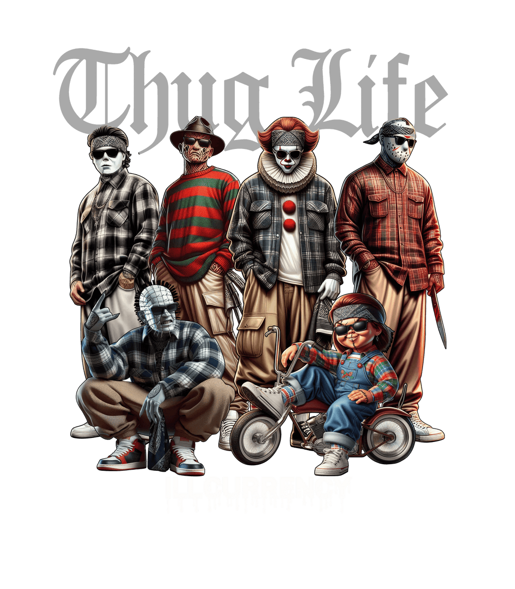 Air Jordan 4 Fear Pack Black T-Shirt (Thug Life Halloween) product image 1