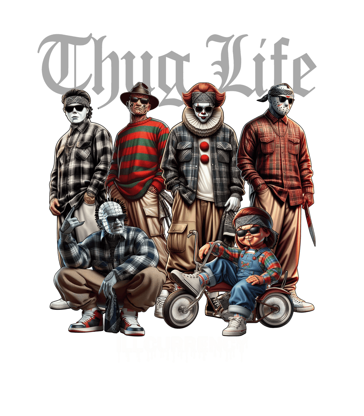 Air Jordan 4 Fear Pack Black T-Shirt (Thug Life Halloween) product image 1