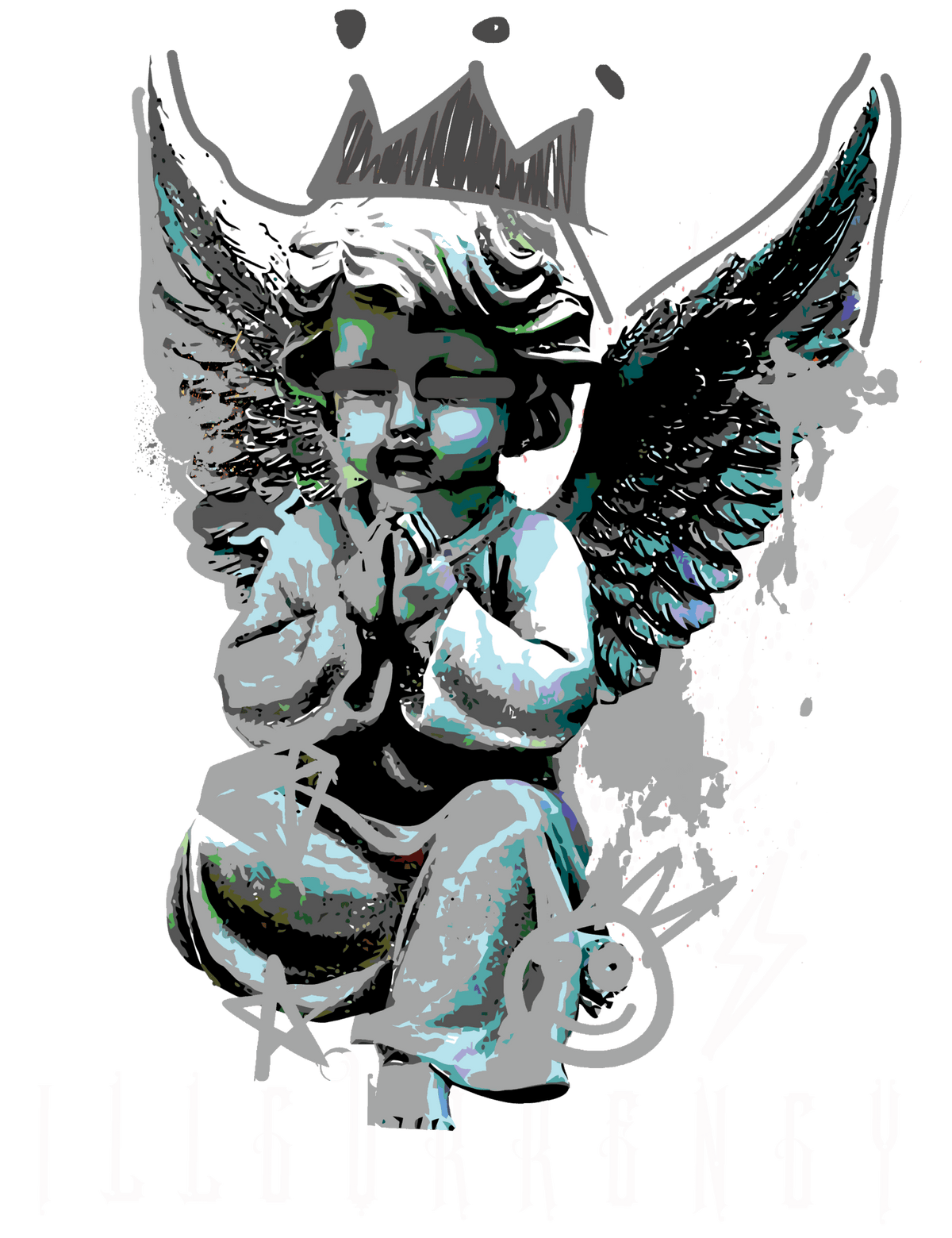 Air Jordan 3 Black Cat T-Shirt (Graffiti Angel)| illcurrency product image 1