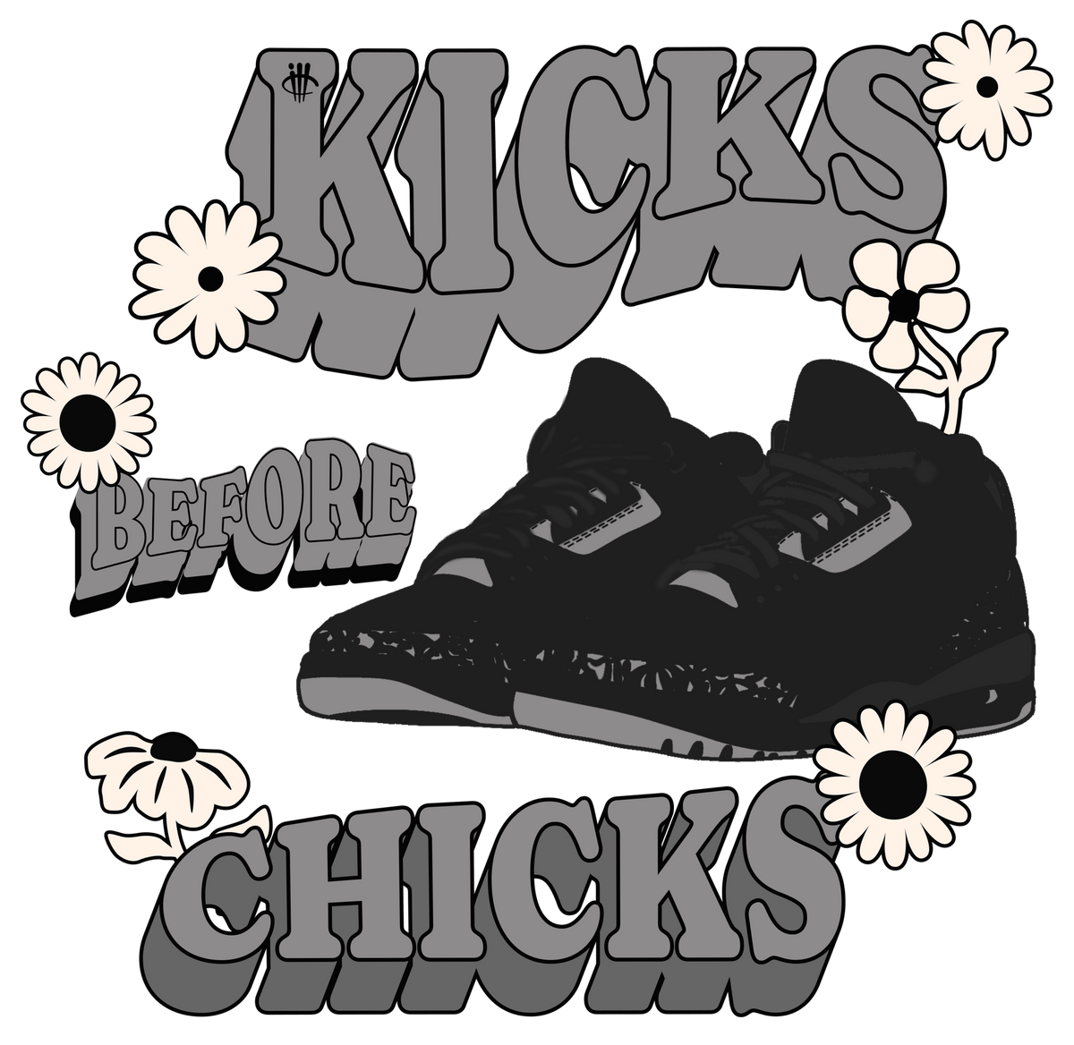 Air Jordan 3 Black Cat T-Shirt (KICKS BEFORE CHICKS) product image 1