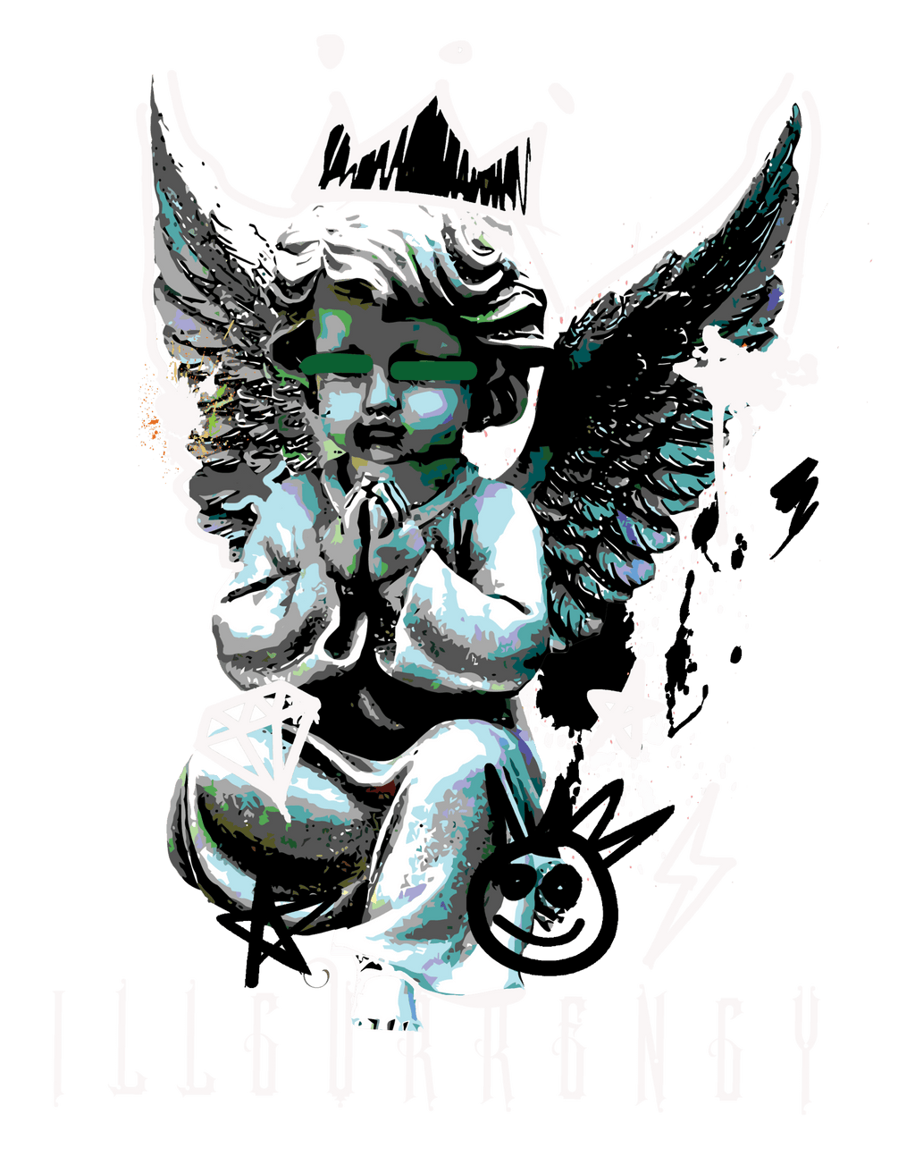 Air Jordan 13 GS Pine Green T-Shirt (Graffiti Angel) product image 1