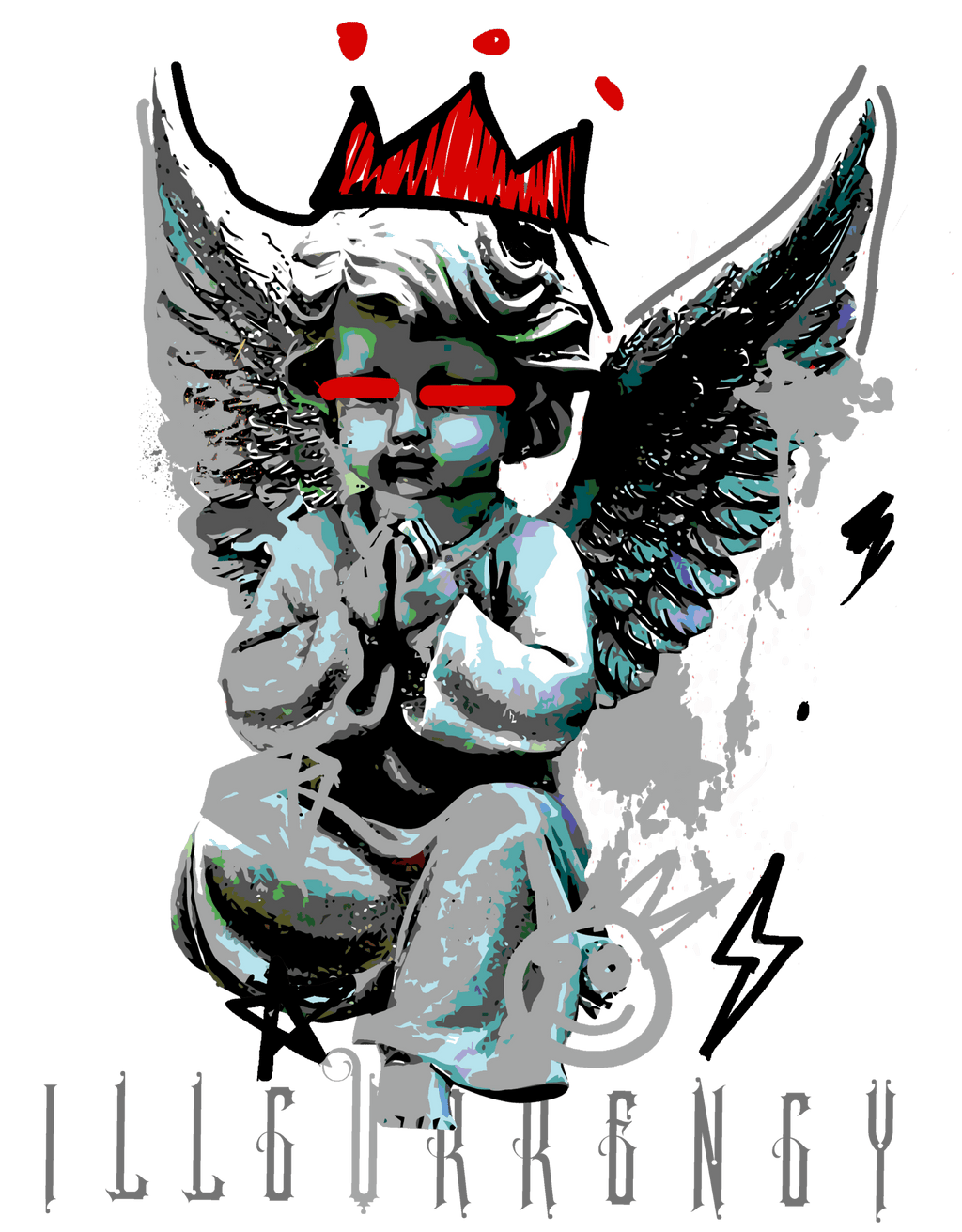 Air Jordan 4 White Cement T-Shirt (Graffiti Angel) product image 1