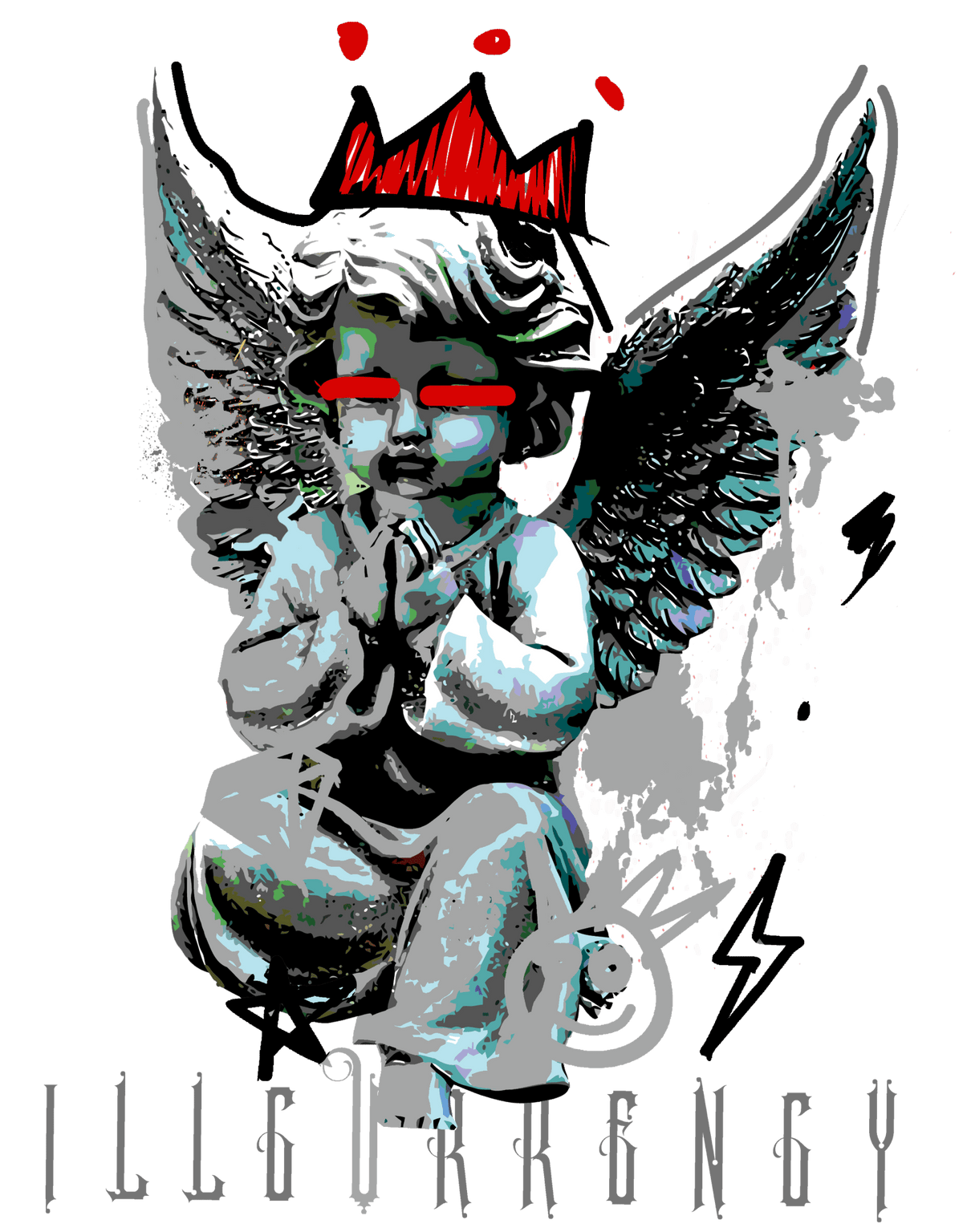 Air Jordan 4 White Cement T-Shirt (Graffiti Angel) product image 1
