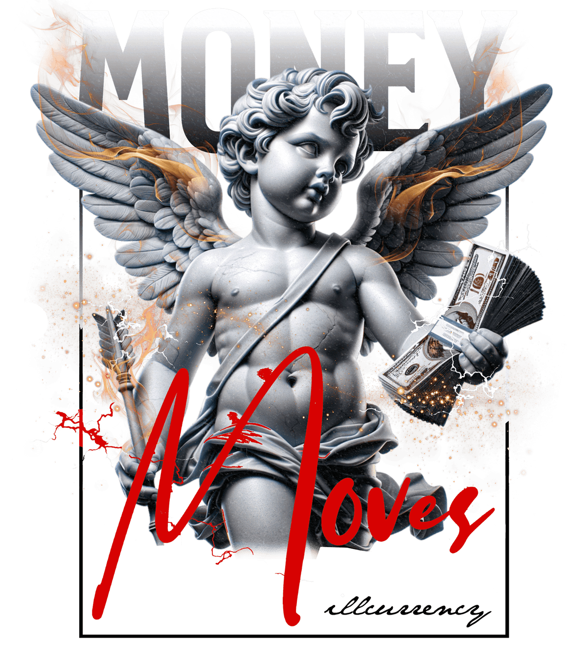 Air Jordan 4 White Cement T-Shirt (Money Moves)| illcurrency product image 1