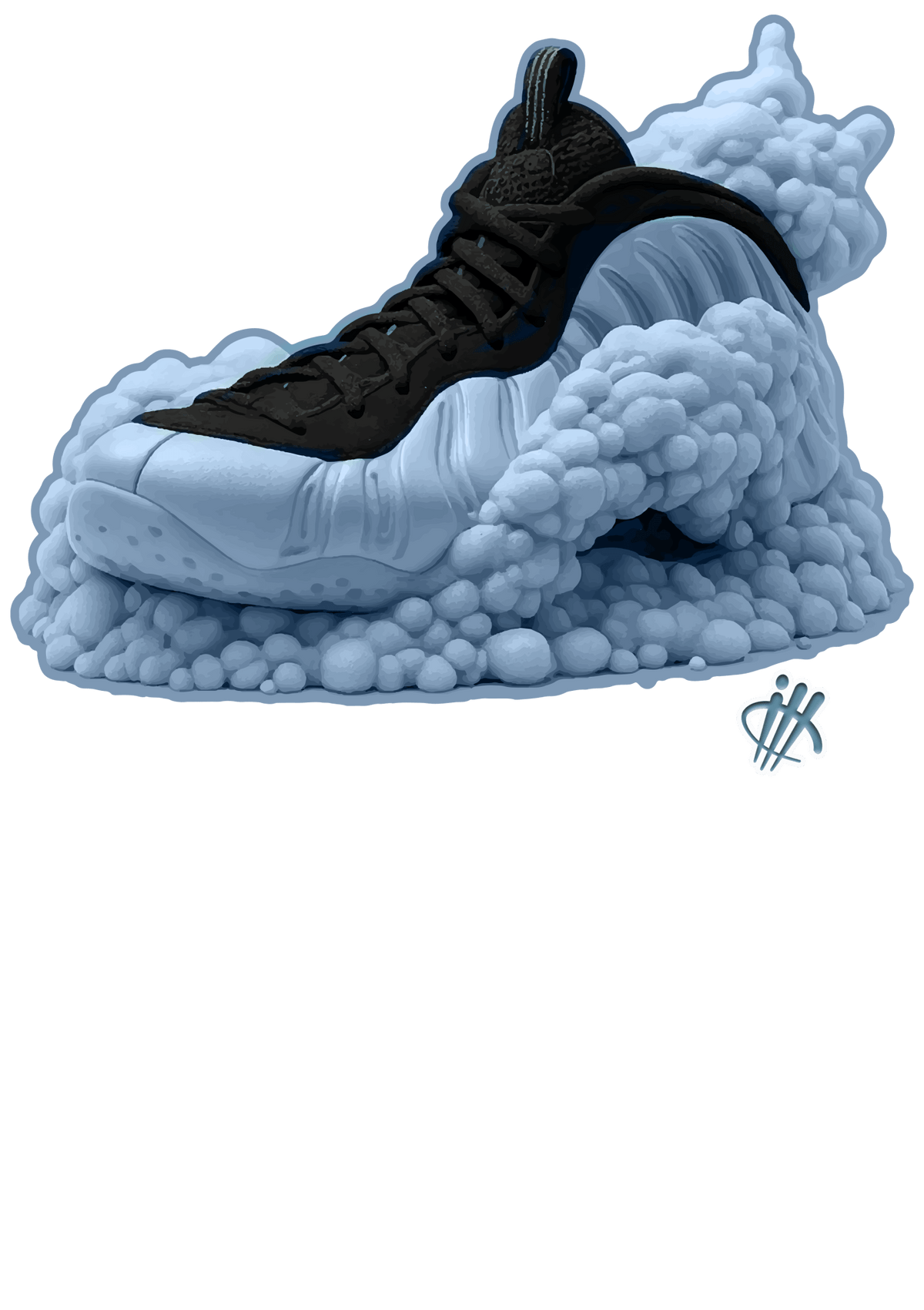 Nike Air Foamposite One Psychic Blue Black T-Shirt (Foamy Shoe)| illcurrency