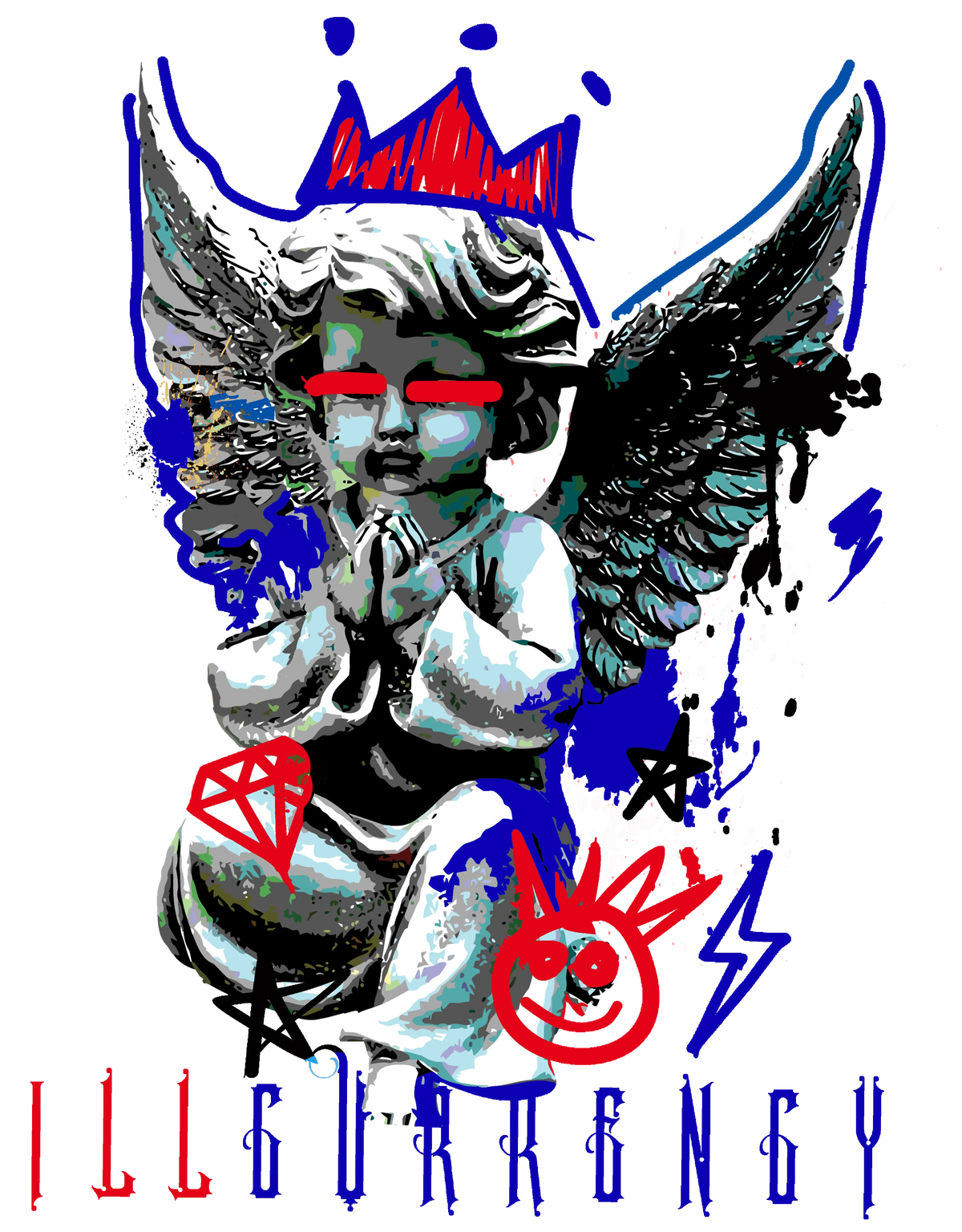 Air Jordan 4 Rare Black T-Shirt (Graffiti Angel) product image 1