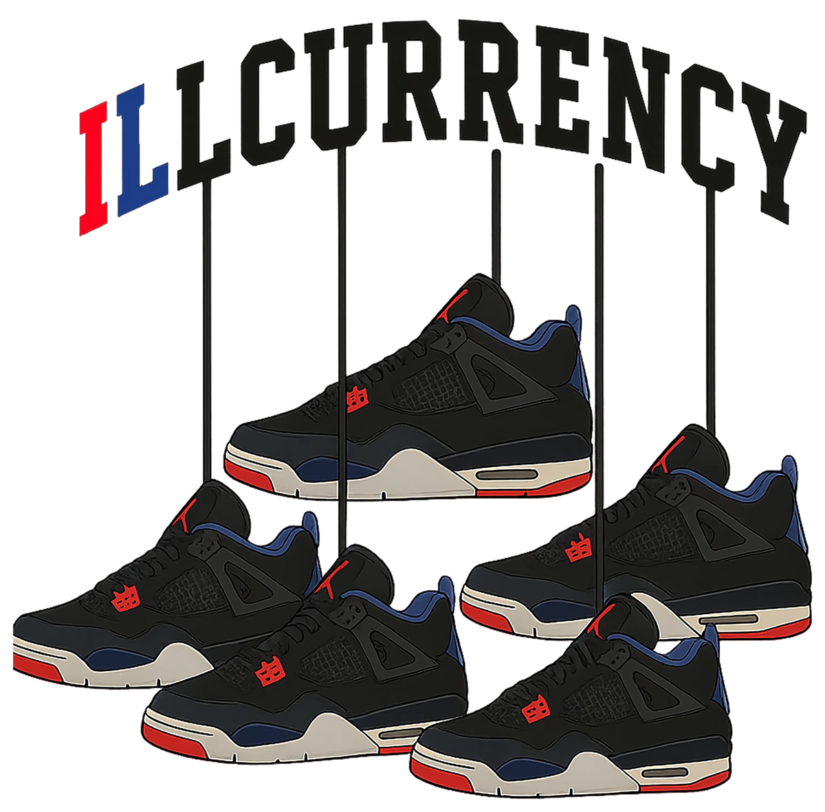 Air Jordan 4 Rare White T-Shirt (Hanging 4's)| illcurrency product image 1