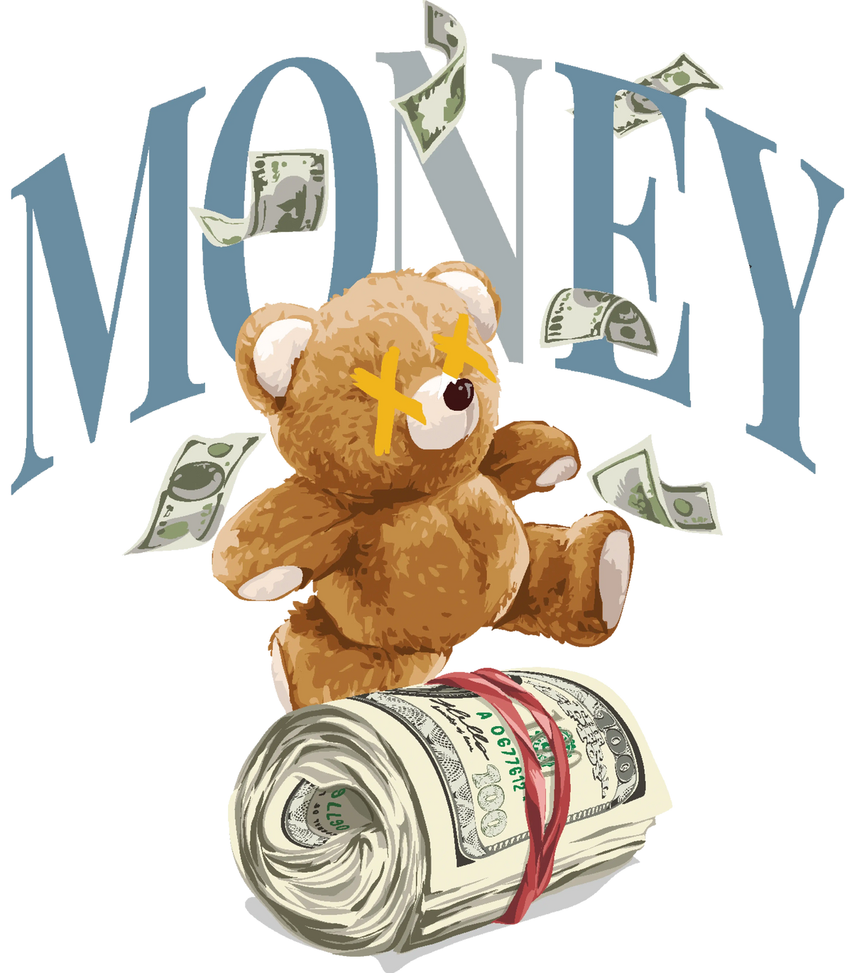 Air Jordan 4 Denim Worn Blue White T-Shirt (Money Bear product image 1
