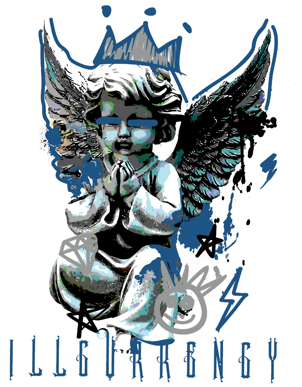 Air Jordan 12 French Blue White T-Shirt (Graffiti Angel) product image 1