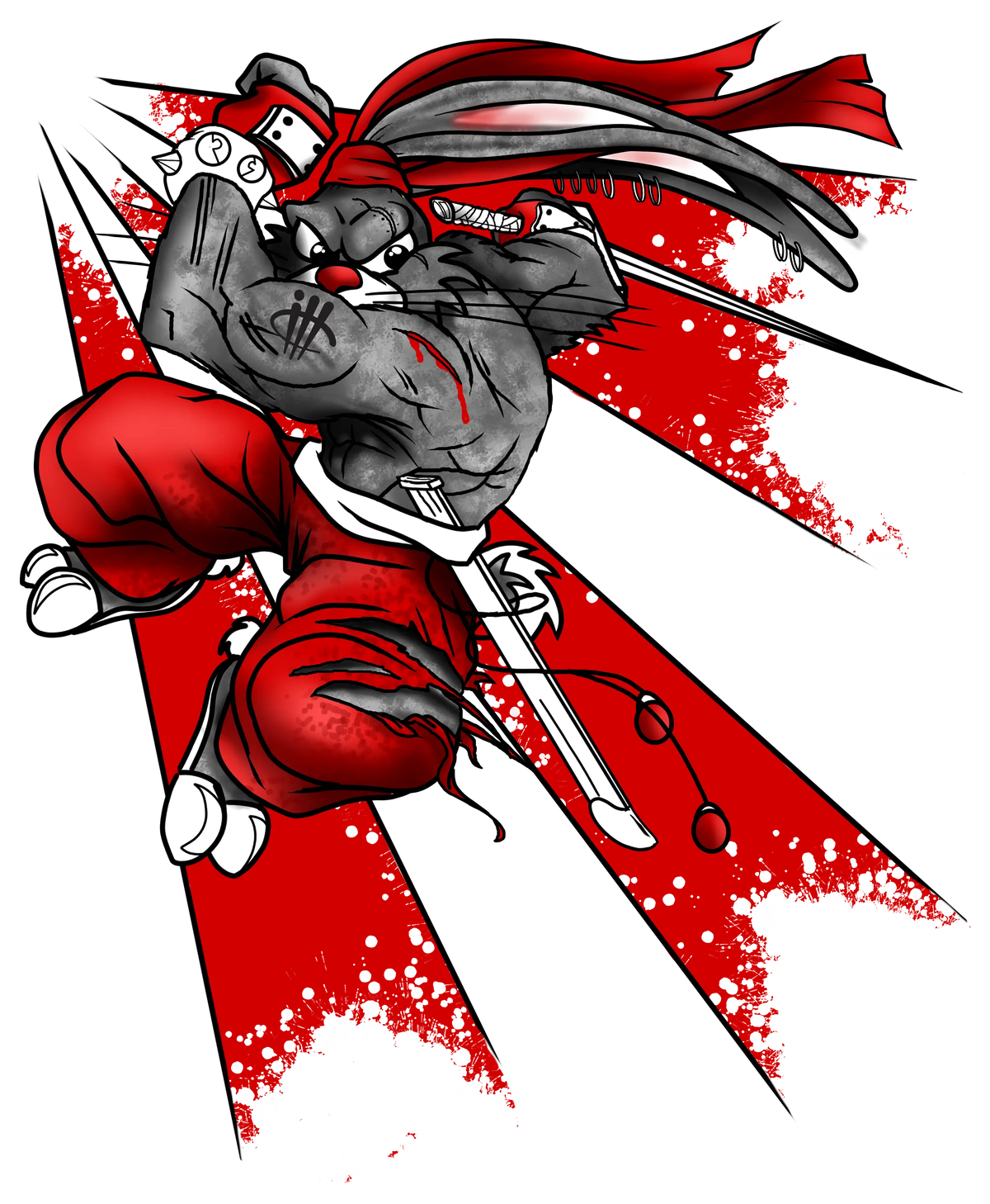 Air Jordan 5 Fire Red Black Tongue White T-Shirt (Bugs) product image 1