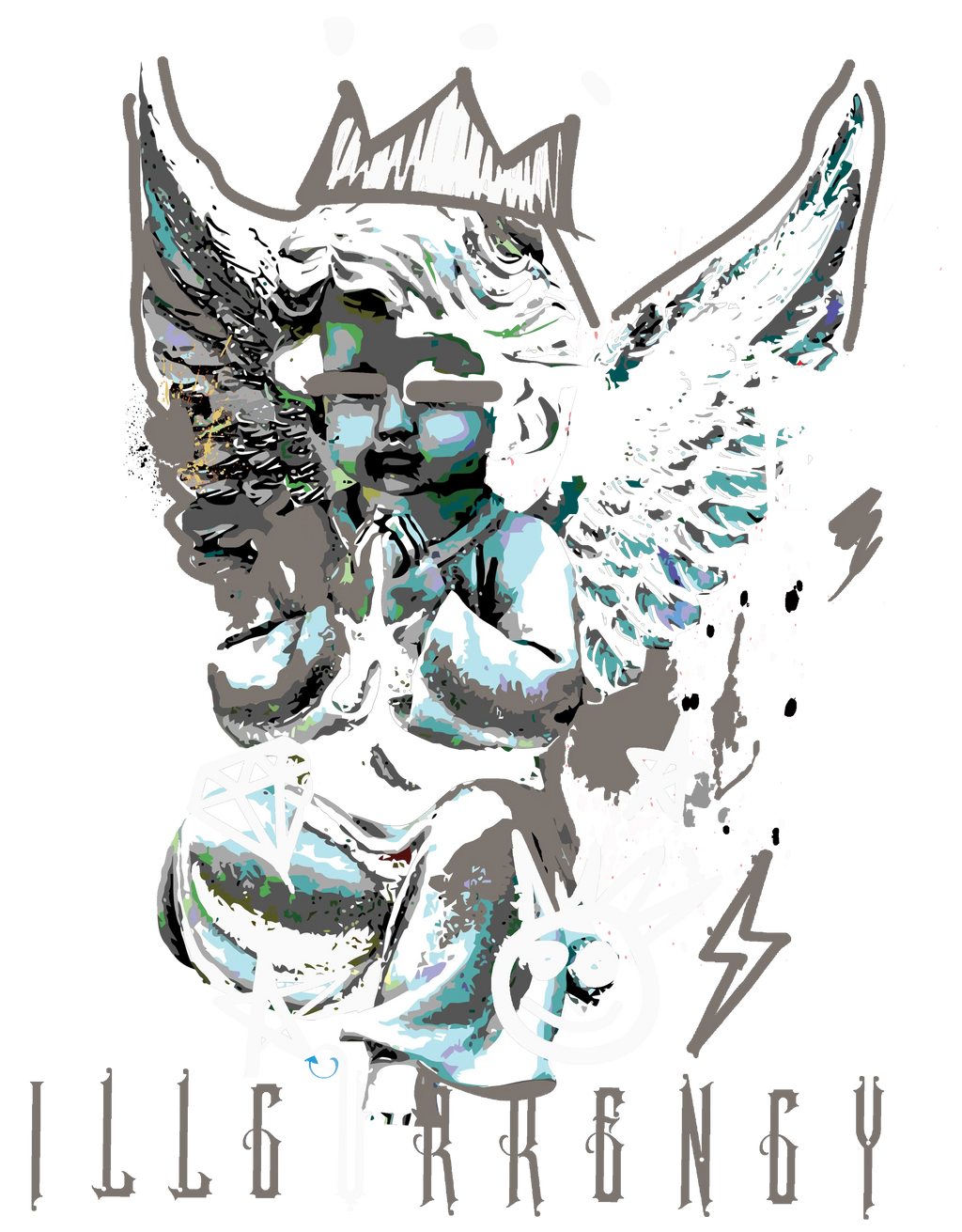 Air Jordan 4 Cave Stone Black T-Shirt (Graffiti Angel) product image 1