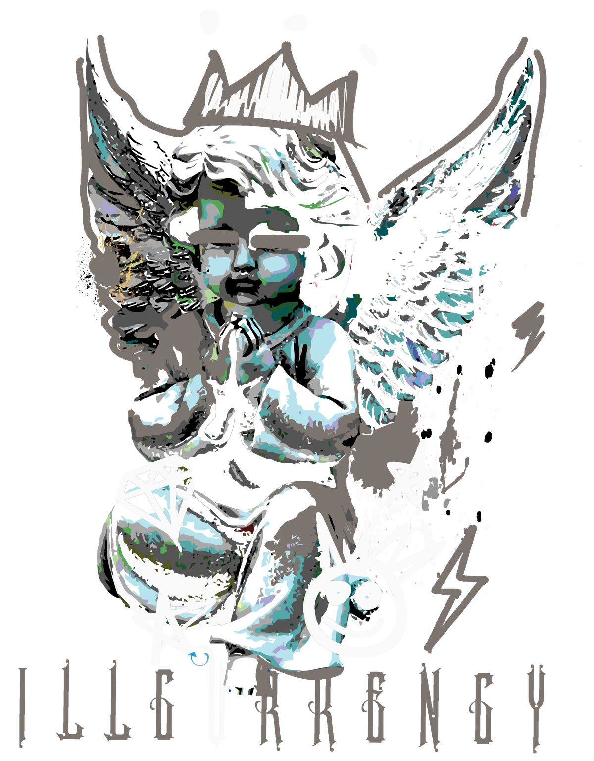 Air Jordan 4 Cave Stone Black T-Shirt (Graffiti Angel) product image 1