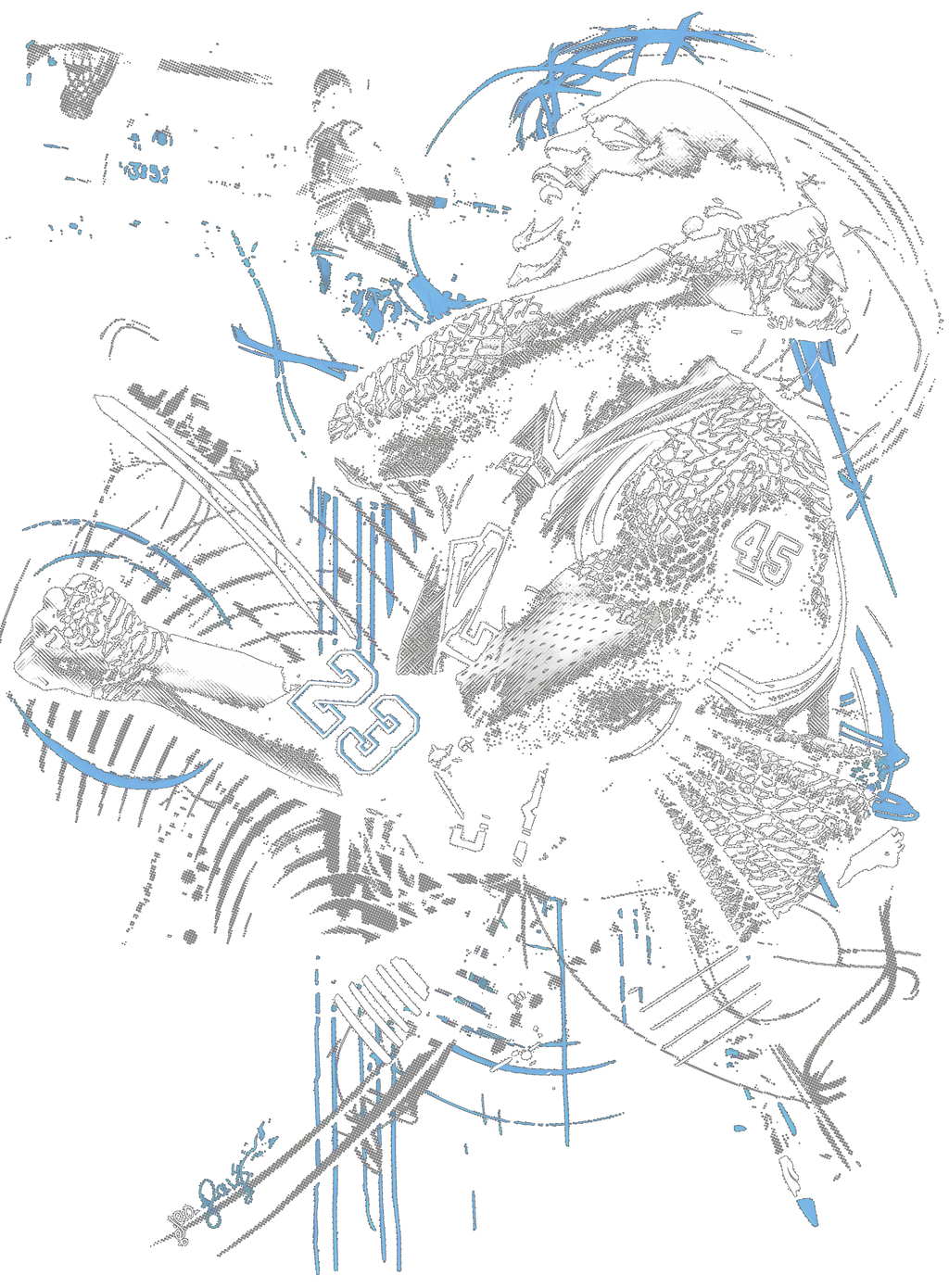 Air Jordan 5 Black/University Blue Matching T-Shirt Black product image 1